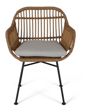 Photo 1 of 2-RODNEY OUTDOOR WOVEN FAUX RATTAN CHAIRS WITH CUSHIONS