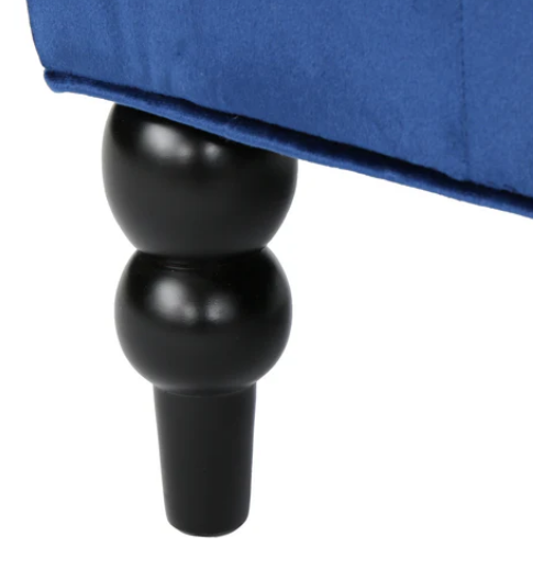 Photo 1 of LEONA FRENCH STYLE HIGH BACK TUFTED WINGED VELVET LOVESEAT IN NAVY BLUE