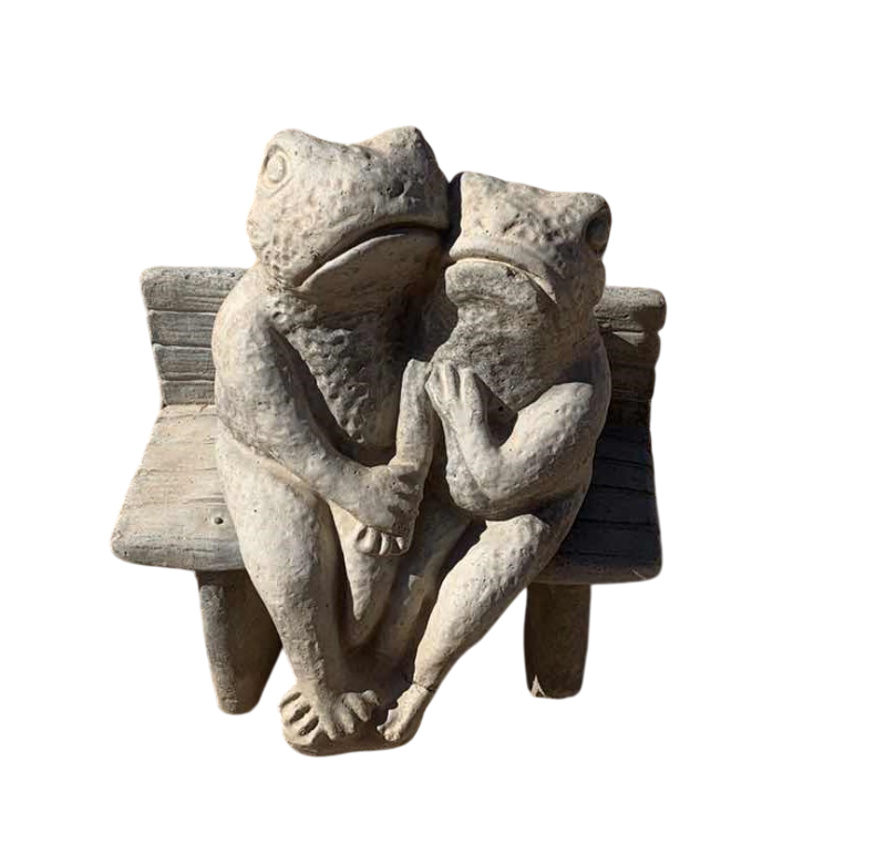 Photo 1 of CEMENT FROG COUPLE ON A BENCH 14” TALL