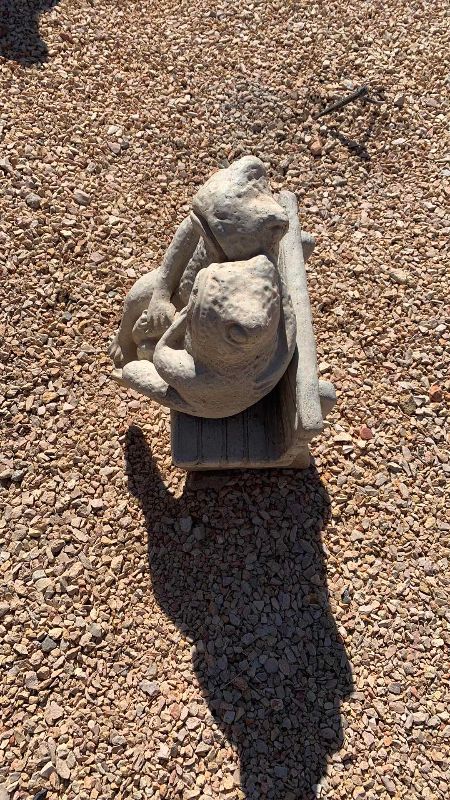 Photo 1 of CEMENT FROG COUPLE ON A BENCH 14” TALL