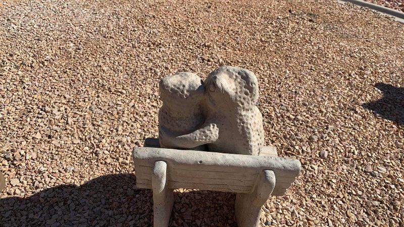 Photo 1 of CEMENT FROG COUPLE ON A BENCH 14” TALL