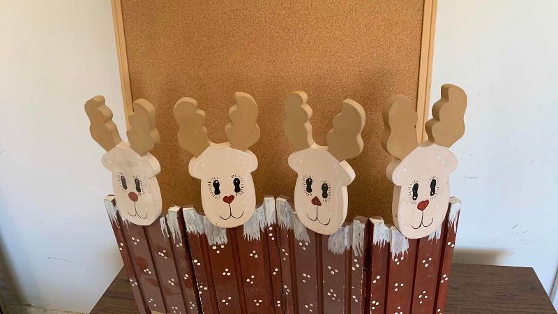 Photo 1 of WOOD REINDEER FENCE 18” TALL AND A CORK  BOARD