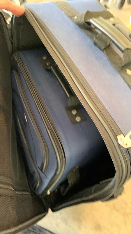 Photo 1 of 2-CLOTHSIDE AMERICAN TOURISTER SUITCASES AND 2-LARGE STORAGE BAGS