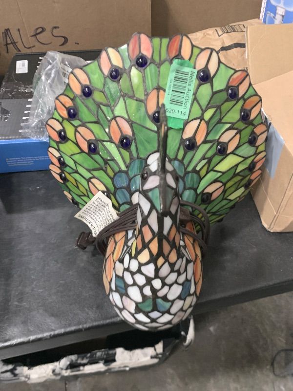 Photo 1 of TIFFANY STYLE PEACOCK RESIN LAMP H11.5”