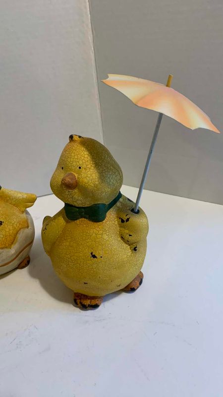 Photo 1 of 3 VINTAGE CERAMIC CRACKLE PATTERN DUCK FIGURINES