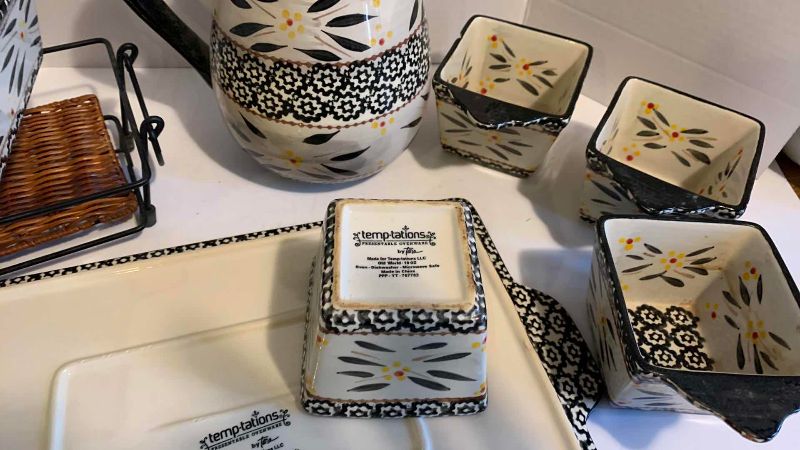 Photo 1 of 7 PIECES OF TEMPTATION HAND PAINTED SERVICE WARE