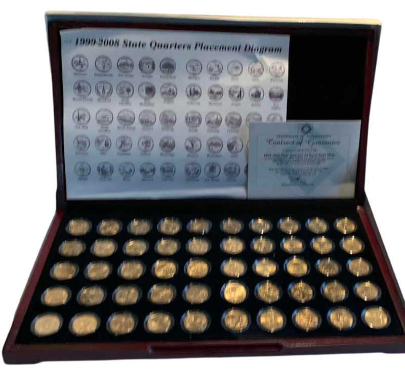 Photo 1 of 1999-2008 STATE QUARTERS IN CHERRY CASE