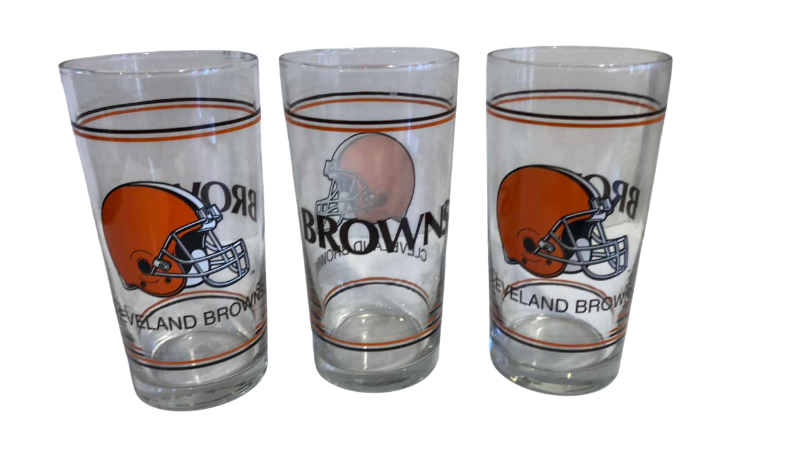Photo 1 of 3 VINTAGE CLEVELAND BROWNS GLASSES NFL FOOTBALL