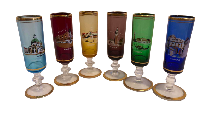 Photo 1 of 6 VINTAGE VENEZIA TINTED APERITIF SHOT GLASSES
