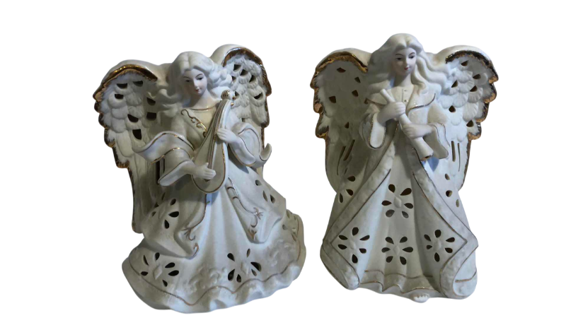 Photo 1 of 2 CHRISTMAS GILDED VICTORIAN ANGEL MUSICIANS CANDLE TEA LIGHT HOLDERS