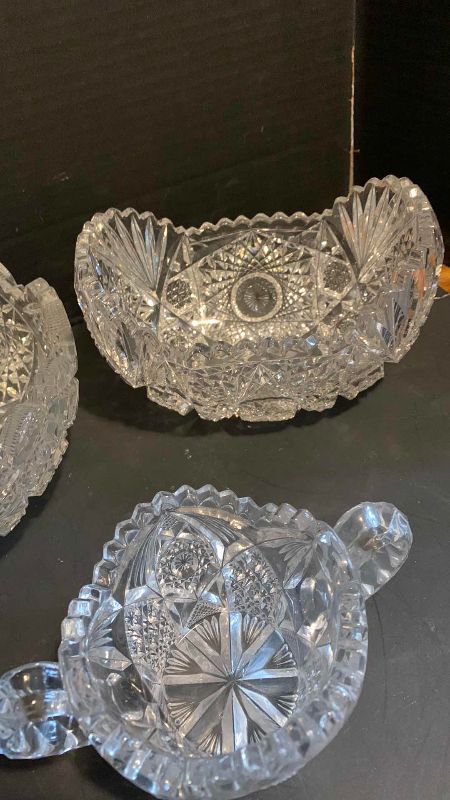 Photo 1 of 5 VINTAGE BRILLIANT CUT CRYSTAL SERVICE BOWLS