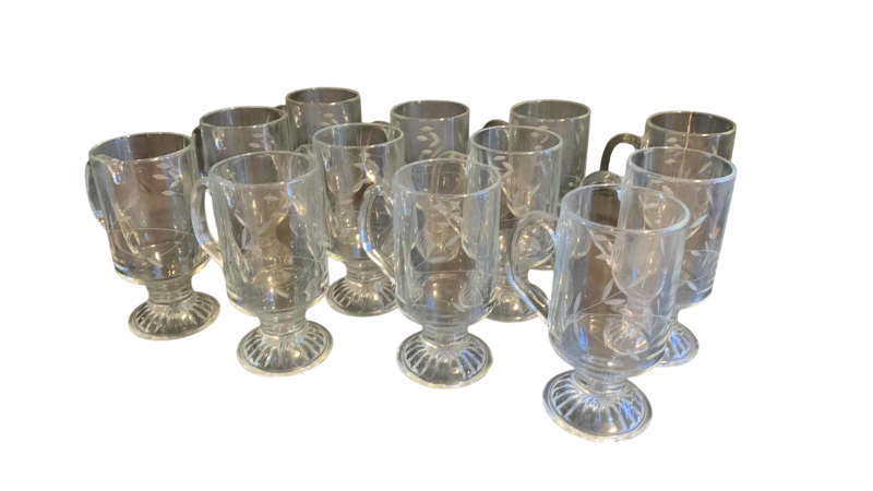Photo 1 of 12 VINTAGE PRINCESS HOUSE HERITAGE GLASS FOOTED IRISH COFFEE MUGS