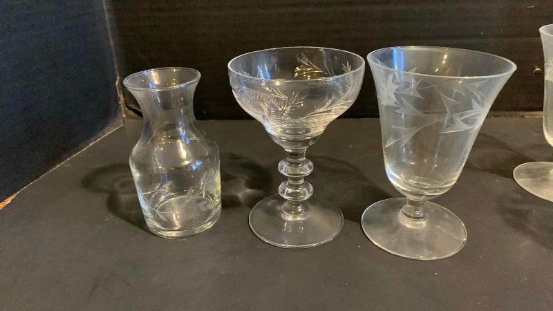 Photo 1 of 9 CRYSTAL CORDIAL GLASSES AND A BUD VASE