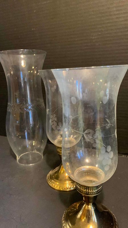 Photo 1 of 5 HURRICANE LAMP SHADES AND 2 HOLDERS