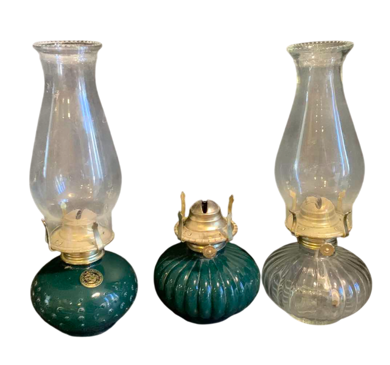 Photo 1 of 3 VINTAGE LAMPLIGHT FARMS EMERALD GREEN HOBNOB BASE OIL LAMPS