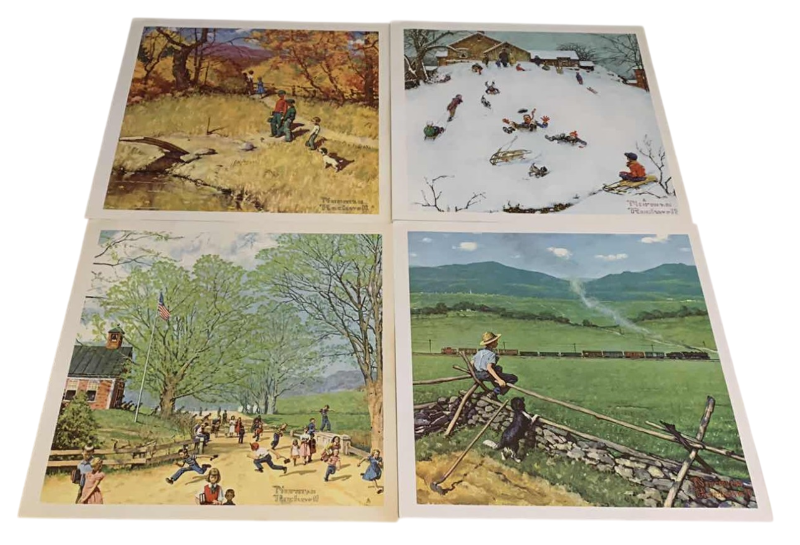 Photo 1 of 4 VINTAGE NORMAN ROCKWELL “FOUR SEASONS” PRINTS 11” X 11”