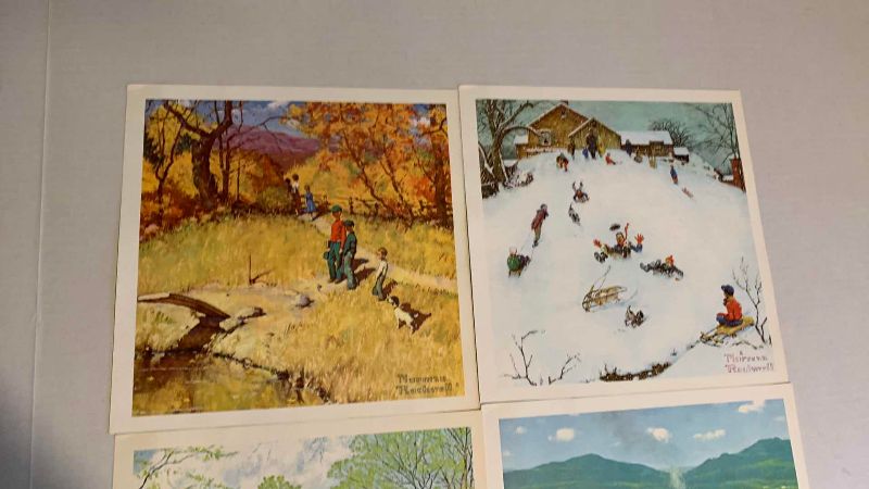 Photo 1 of 4 VINTAGE NORMAN ROCKWELL “FOUR SEASONS” PRINTS 11” X 11”