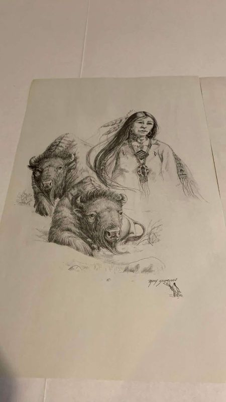 Photo 1 of 2 VINTAGE ORIGINAL PENCIL DRAWINGS BY MARY SELFRIDGE