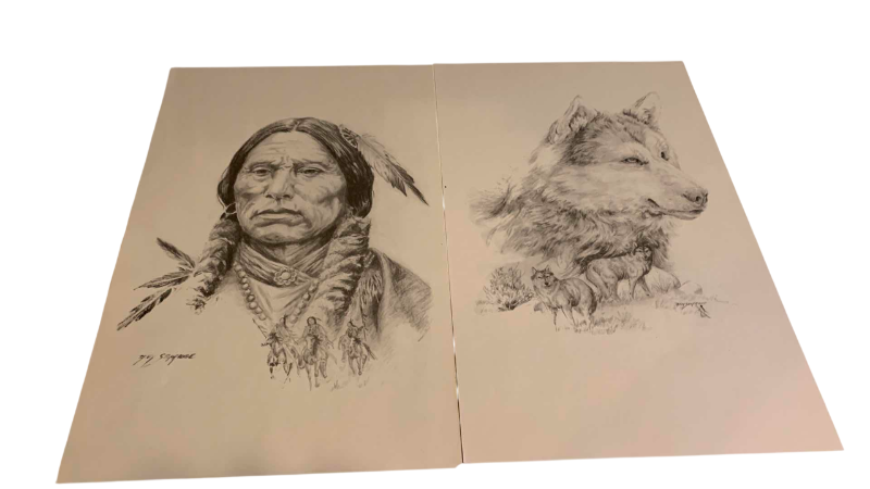 Photo 1 of 2 VINTAGE ORIGINAL PENCIL DRAWINGS BY MARY SELFRIDGE