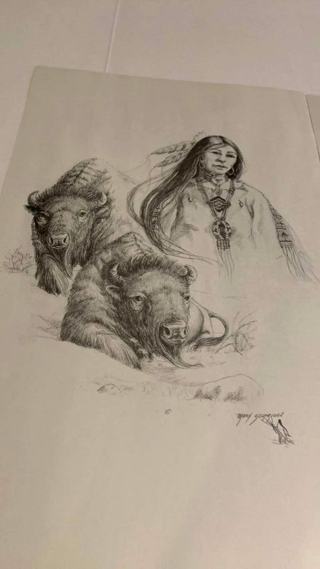 Photo 1 of 2 VINTAGE ORIGINAL PENCIL DRAWINGS BY MARY SELFRIDGE