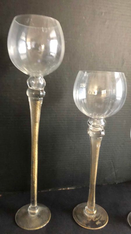 Photo 1 of 3 LONG STEM GLOBE GLASSES AND A GLASS PITCHER