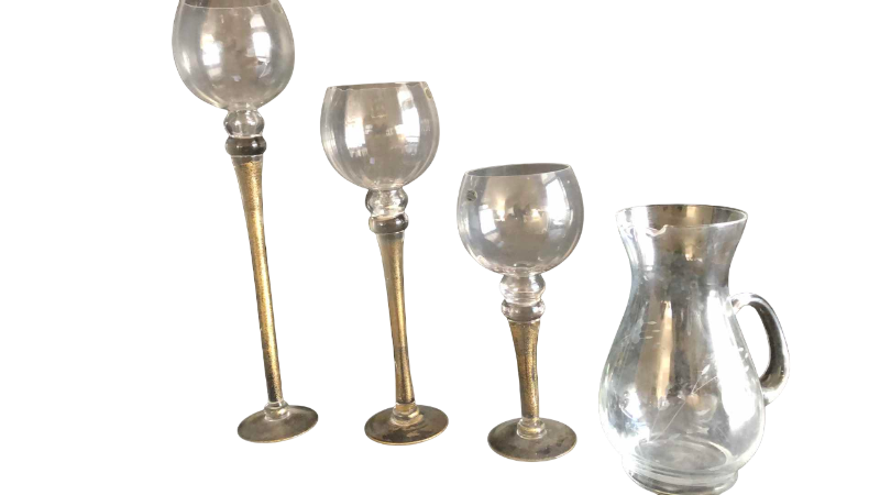 Photo 1 of 3 LONG STEM GLOBE GLASSES AND A GLASS PITCHER