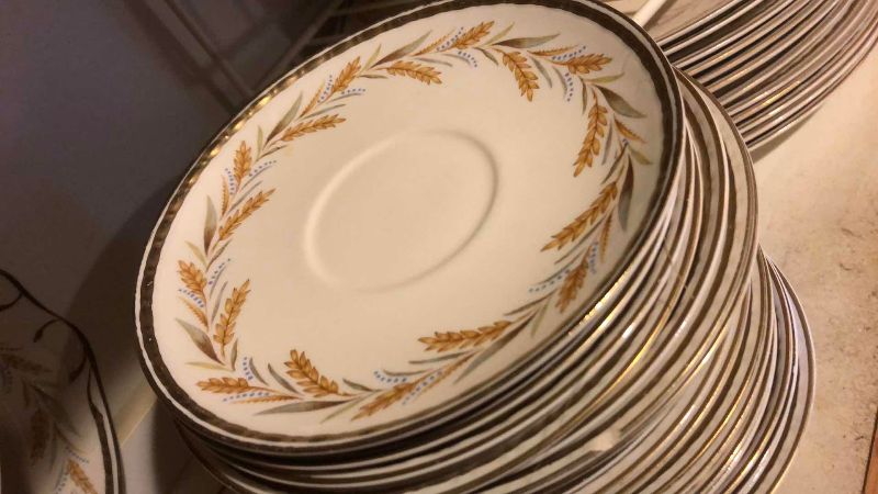 Photo 1 of 56 HOMER LAUGHLIN DORGIAN EGGSHELL PLATES AND SAUCERS