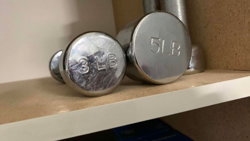Photo 1 of 3 & 5 POUND DUMBBELLS