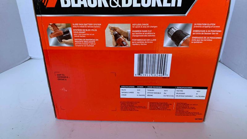 Photo 1 of BLACK AND DECKER 9.6 VOLT CORDLESS DRILL