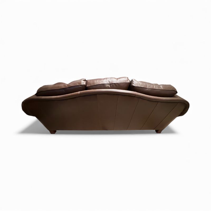 Photo 1 of THOMASVILLE BROWN LEATHER SOFA WITH ROLLED ARMS AND NAILHEAD TRIM 90.0" W x 38.0" H x 40.0" D