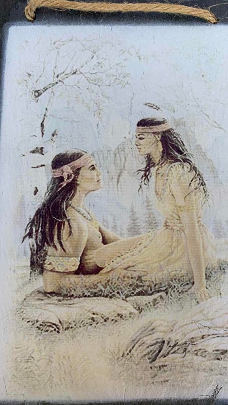 Photo 1 of 2 AMERICAN INDIAN INSPIRED PRINTS ON STONE BACKGROUNDS 11” X 8”