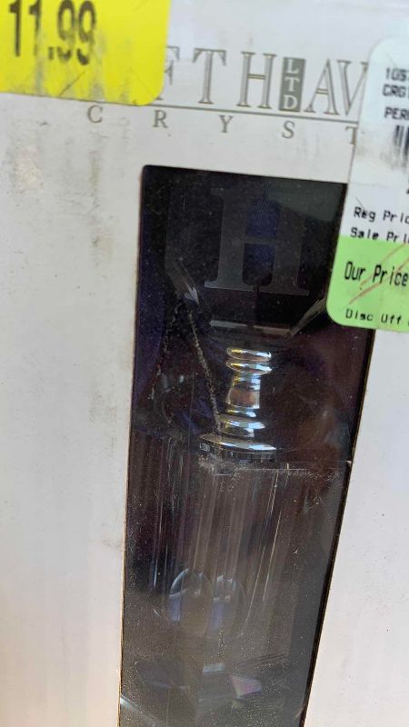 Photo 1 of 2 FIFTH AVENUE CRYSTAL MONOGRAMMED PERFUME BOTTLES LETTER H AND A MAYA PHOTO COASTERS SET