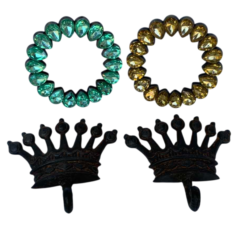 Photo 1 of 2 BRASS WALL HOOKS AND 2 BEJEWELED PICTURE FRAMES