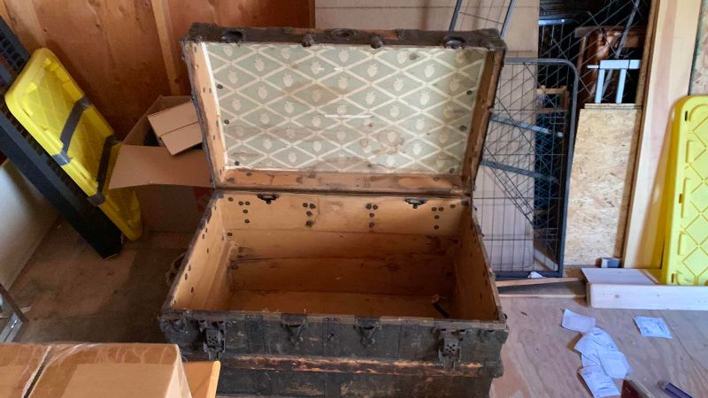 Photo 1 of ANTIQUE WOOD TRUNK