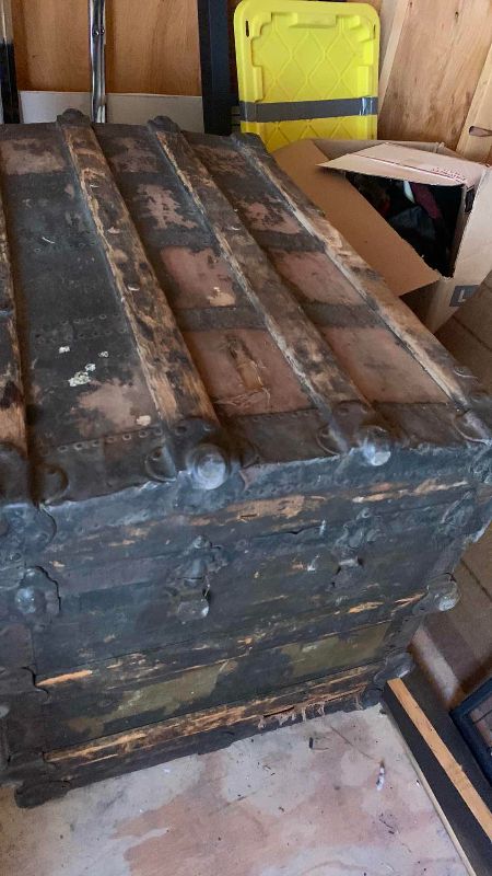 Photo 1 of ANTIQUE WOOD TRUNK
