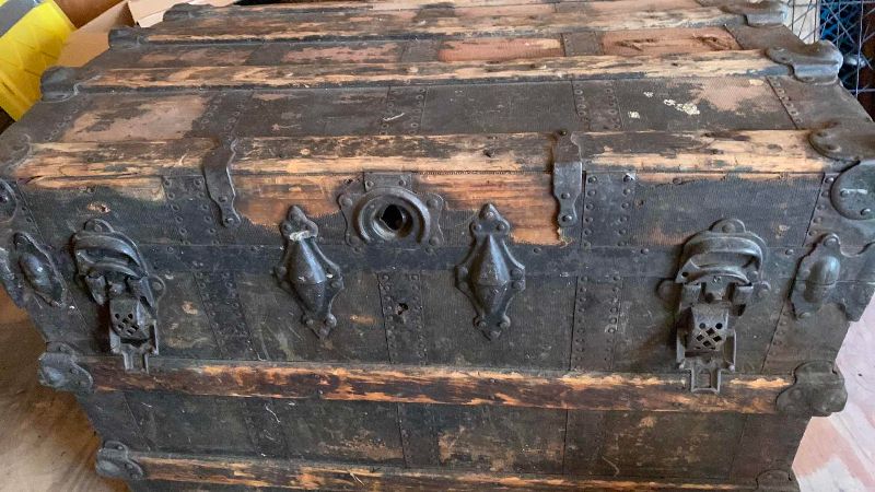 Photo 1 of ANTIQUE WOOD TRUNK