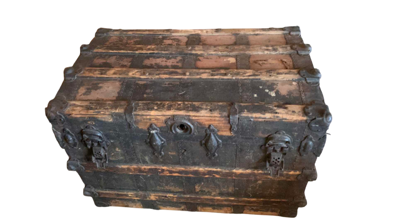 Photo 1 of ANTIQUE WOOD TRUNK