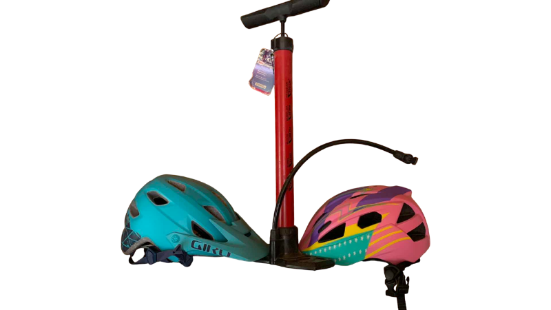 Photo 1 of BICYCLE HELMETS AND A PUMP WHICH IS NEW