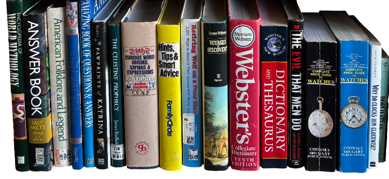 Photo 1 of CONTENTS OF SHELF: DICTIONARIES & ANSWER BOOKS