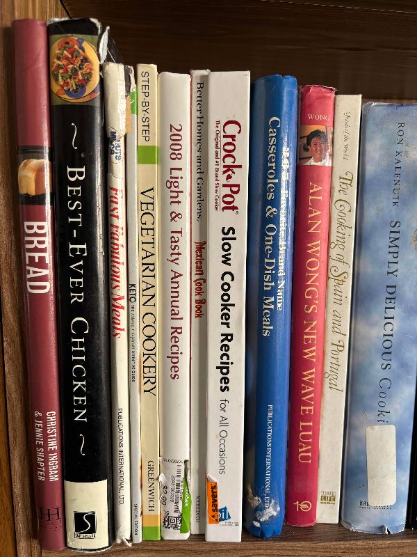 Photo 1 of CONTENTS OF SHELF: COOK BOOKS
