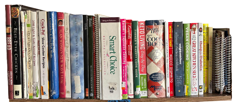 Photo 1 of CONTENTS OF SHELF: COOK BOOKS