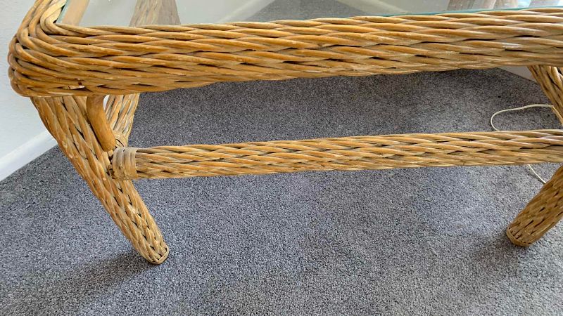 Photo 1 of RATTAN END TABLE 34” X 21” H 21”