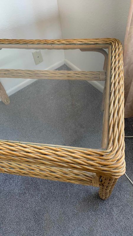 Photo 1 of RATTAN END TABLE 34” X 21” H 21”