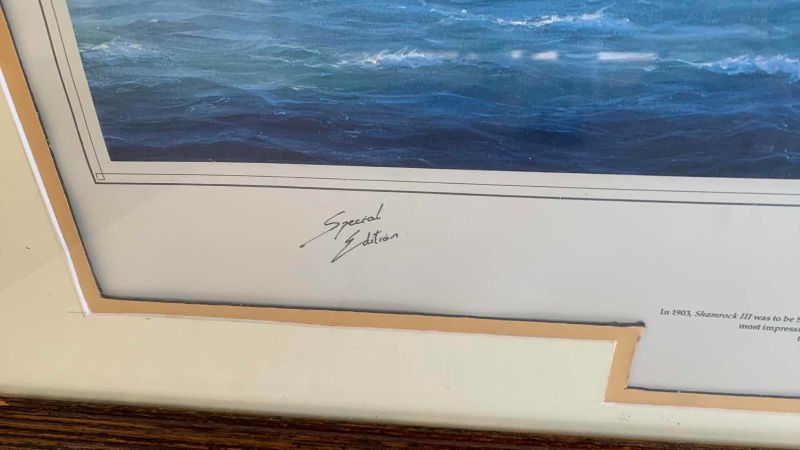 Photo 1 of “YACHTS OF THE AMERICA’S CUP: THE BIG RACING CUTTERS” SIGNED PRINT 31” X 25”’