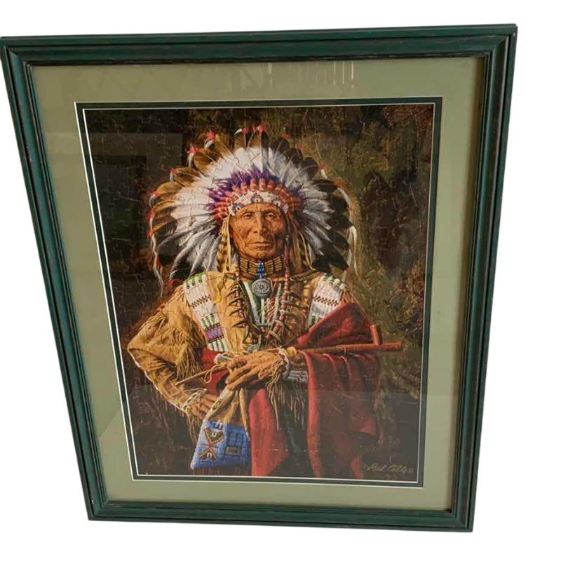 Photo 1 of “CHIEF OF THE ROSEBUD” PUZZLE ARTWORK 24” X 31”