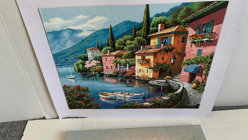 Photo 1 of SEASIDE BOATS MOORING ARTWORK OIL ONE IS SIGNED BY ARTIST