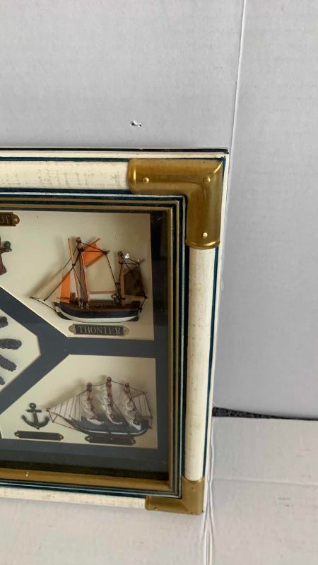 Photo 1 of SAILING SHIPS SHADOW BOX ARTWORK 19” X 15”