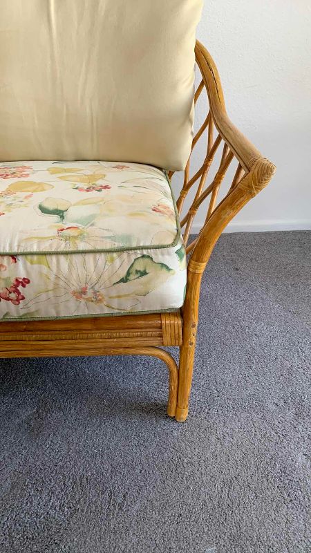 Photo 1 of RATTAN LOVE SEAT WITH CUSHIONS