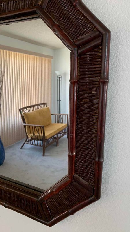 Photo 1 of RATTAN FRAMED MIRROR 51” X 29”