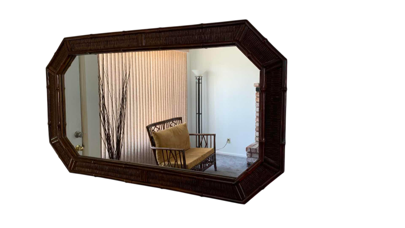Photo 1 of RATTAN FRAMED MIRROR 51” X 29”